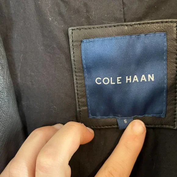 Cole Haan Leather Moto Jacket in Black Size Small